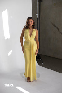 Bec And Bridge Cassis Drape Maxi Dress Citron TENN Designer Hire