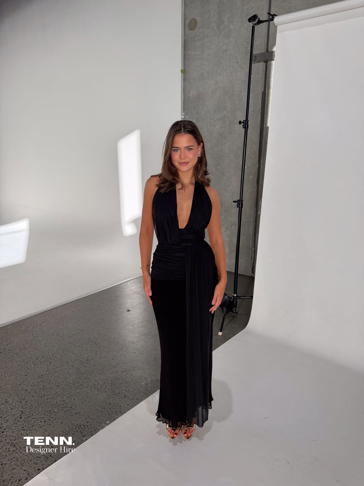 Bec + Bridge Cassis Drape Maxi Dress in Black TENN Designer Hire