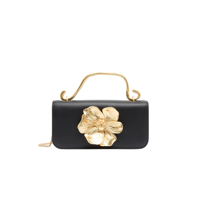 Alessia Flower Clutch - Black