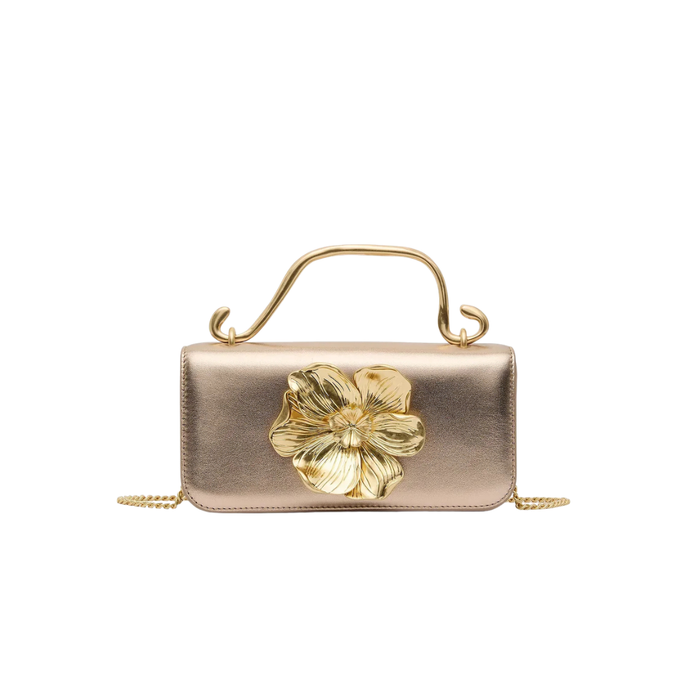 Alessia Flower Clutch - Champagne Gold