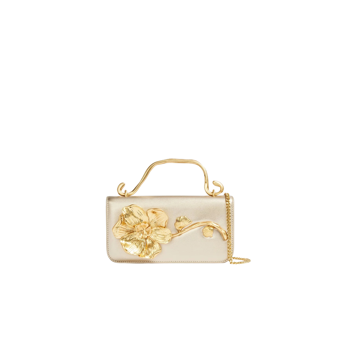 Celeste Flower Clutch - Champagne Gold