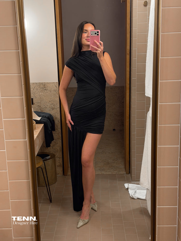 De La Vali Ravenna Dress Black TENN Designer Hire