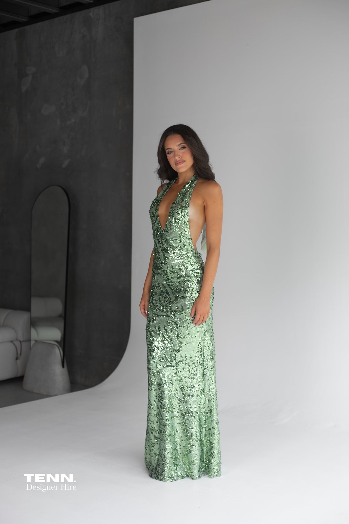 slim fit dress slacks Long Strapless Sequin Prom Dress with Slit Seafoam Mint / 3XLarge