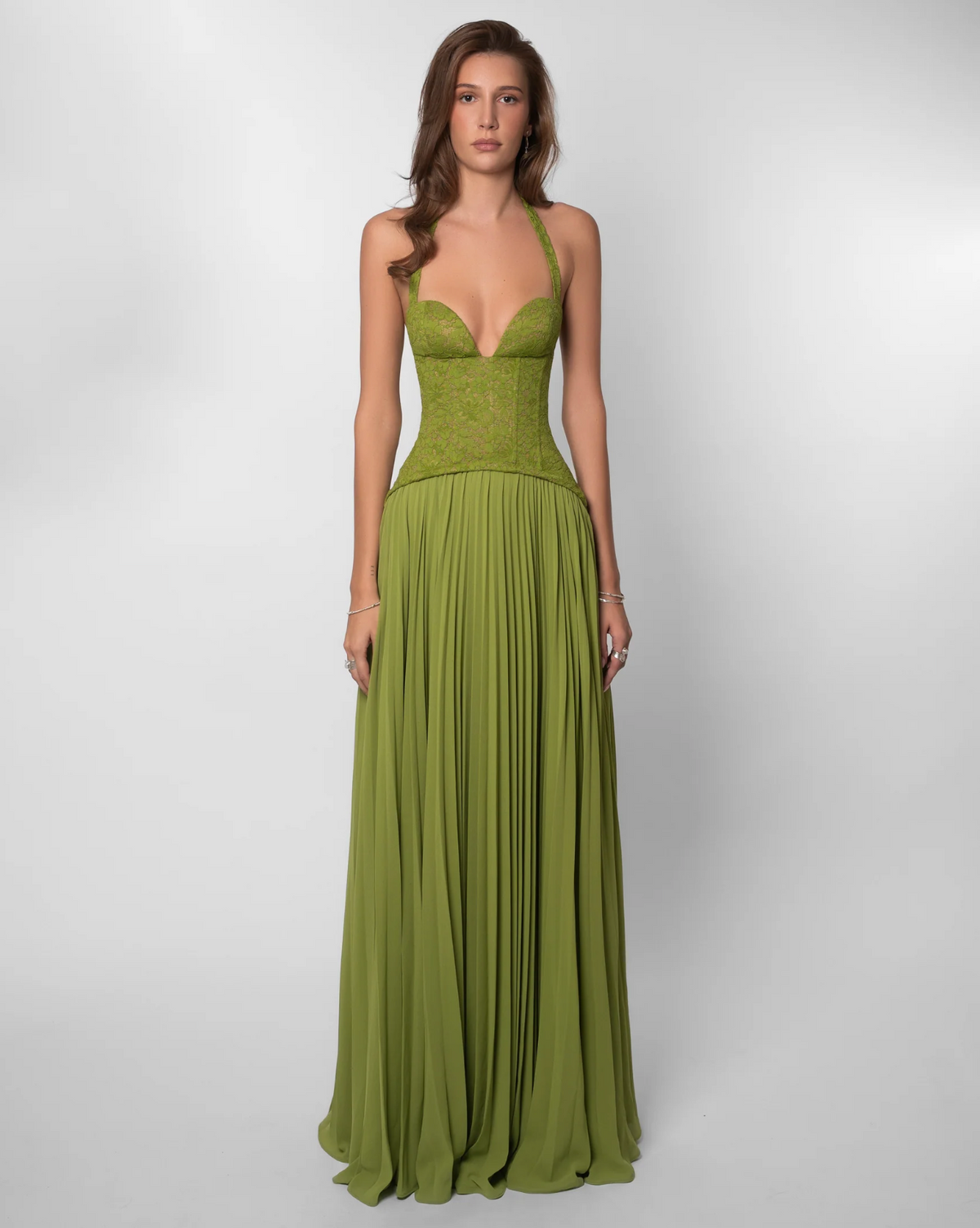 Fenity Gaia Corseted Bodice Dress Rich Green – TENN Designer Hire