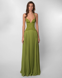 Fenity Gaia Corseted Bodice Dress Rich Green – TENN Designer Hire