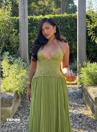 Fenity Gaia Dress Green Maxi Dress TENN Designer Hire