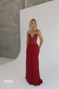 Fenity Gaia Dress Red Lace Dress TENN Designer Hire