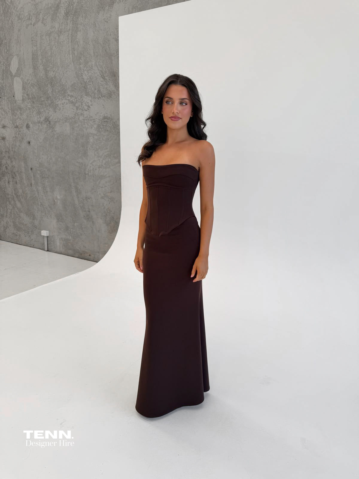 HNTR The Label Louie Gown Brown Hire TENN Designer Hire