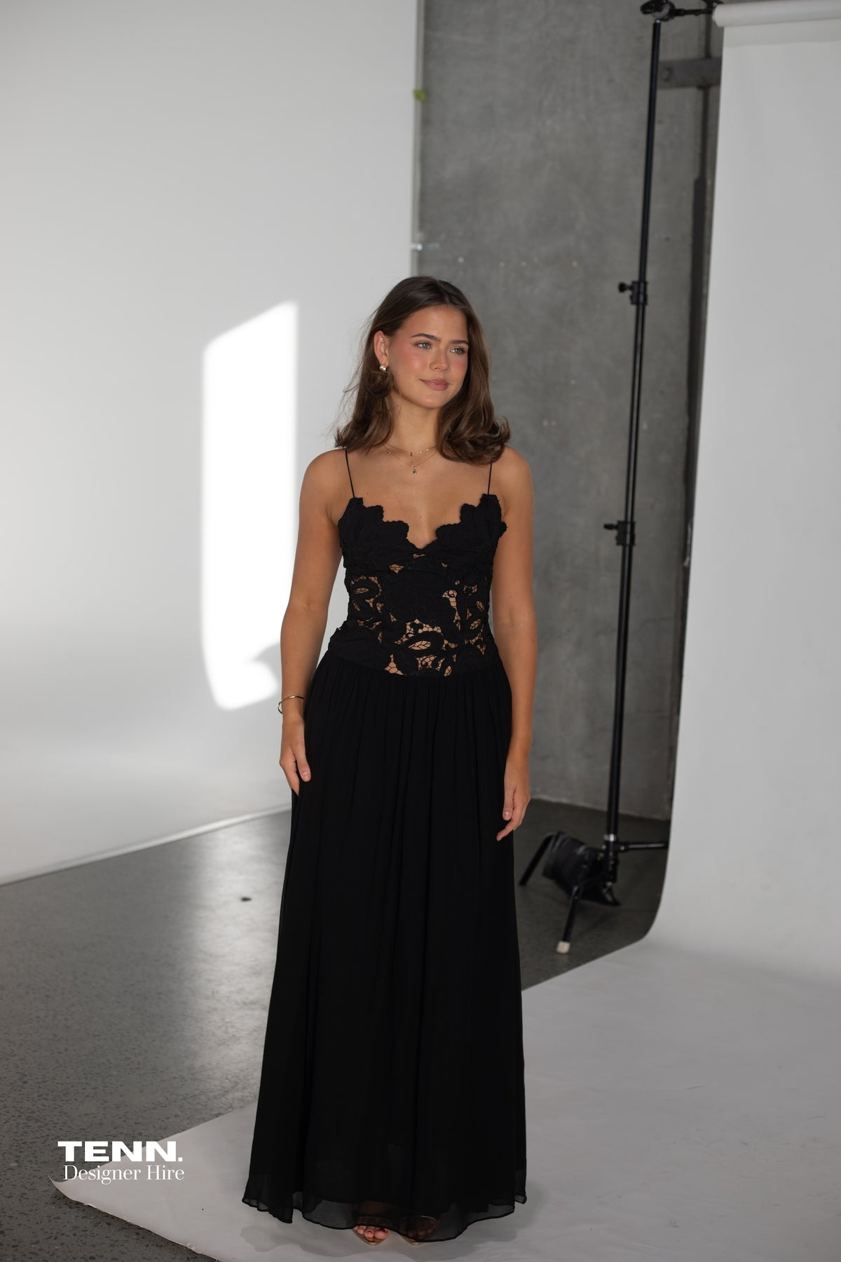 Hansen And Gretal Stephanie Formal Maxi Dress Black TENN Designer Hire