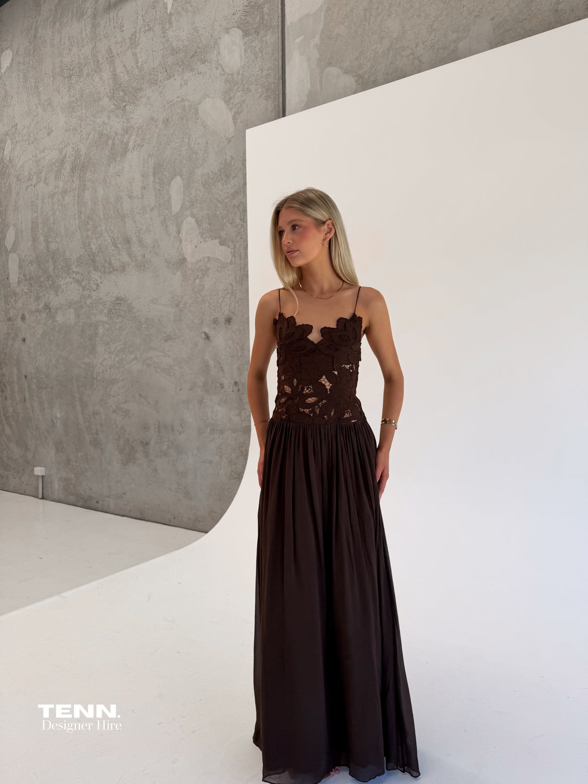 Hansen And Gretal Stephanie Maxi Dress Cedar TENN Designer Hire
