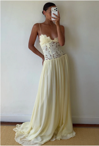 Hansen And Gretal Stephanie Maxi Dress Lemon TENN Designer Hire
