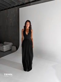 Heiress Beverly Hills Halter Corseted Evening Gown Black – TENN Designer Hire