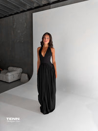 Heiress Beverly Hills Halter Neck Evening Gown Black – TENN Designer Hire