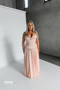 House of CB Saloma Blush Satin Gown TENN Designer Hire