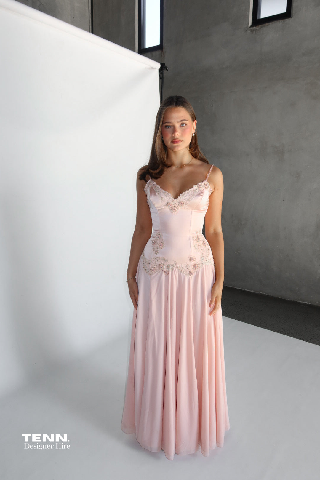 House of CB Saloma Pink Embellished Gown TENN Designer Hire