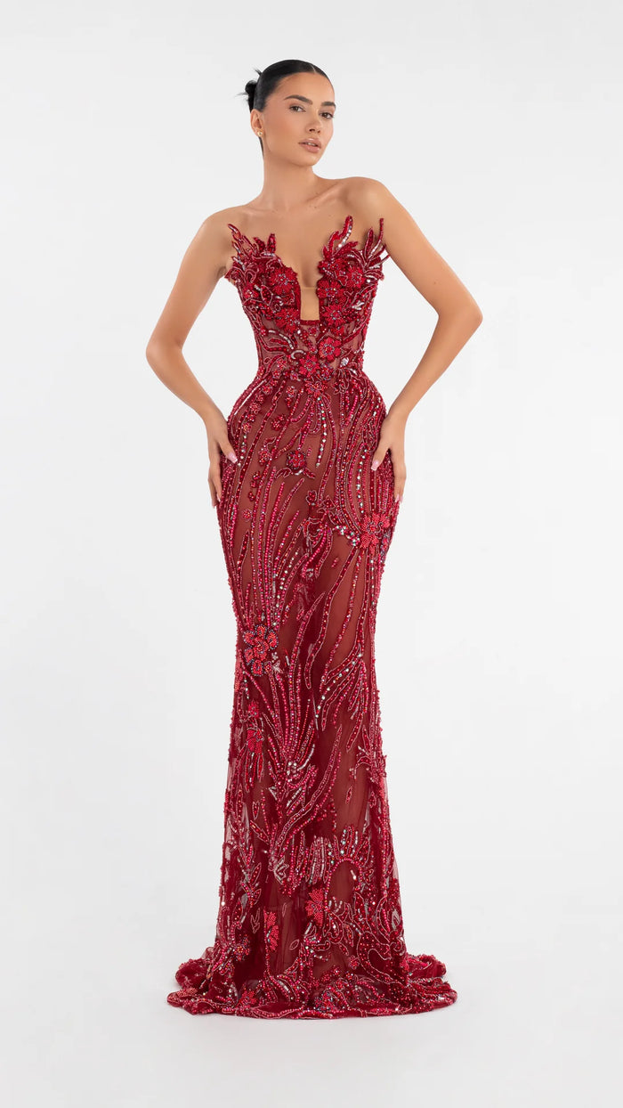 Aura Couture Gown - Red