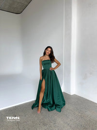 Green ball gown