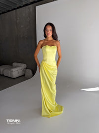 Lia Stublla Bianca Ruched Drop Waist Gown – TENN Designer Hire