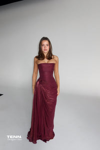 Lia Stublla Jadé Evening Gown Wine TENN Designer Hire