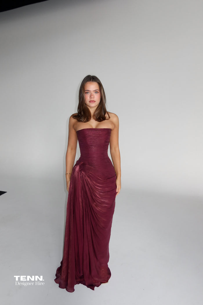 Lia Stublla Jadé Evening Gown Wine TENN Designer Hire