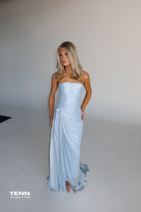 Lia Stublla Jadé Ruched Gown Ocean Blue TENN Designer Hire
