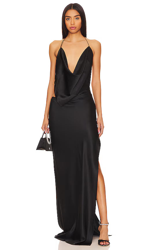 EX HIRE - Iced Bias Gown - Black