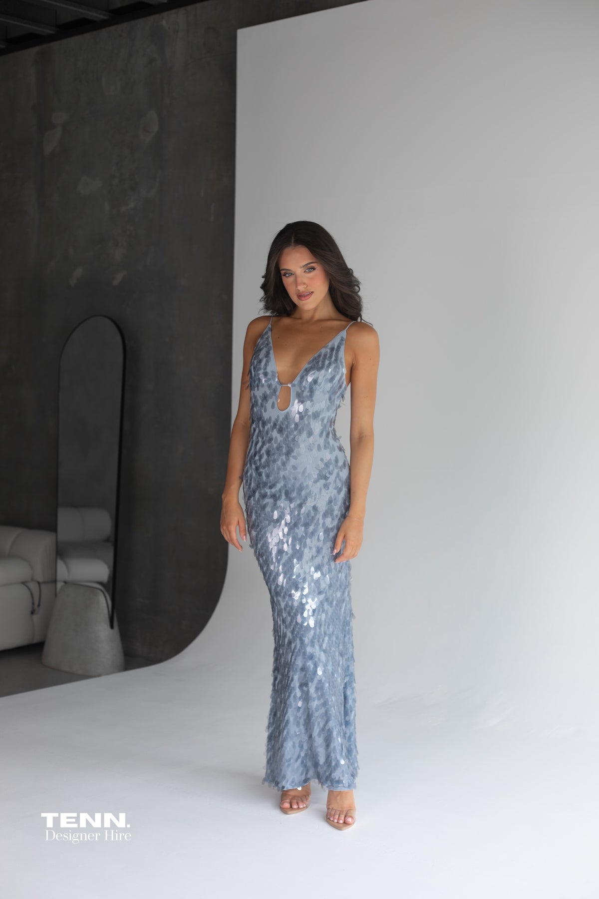 Misha Collection Sapphire Sequin Maxi Dress Dove Grey – TENN Designer Hire