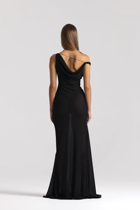 Natalie Rolt Anita Sheer Georgette Dress Black TENN Designer Hire