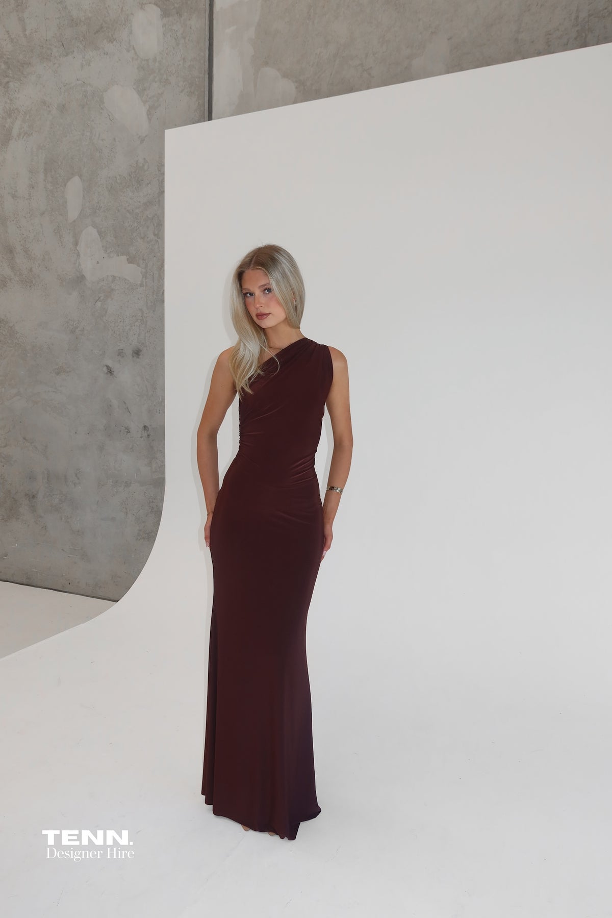 Natalie Rolt Bettina Gown Espresso Evening Gown TENN Designer Hire