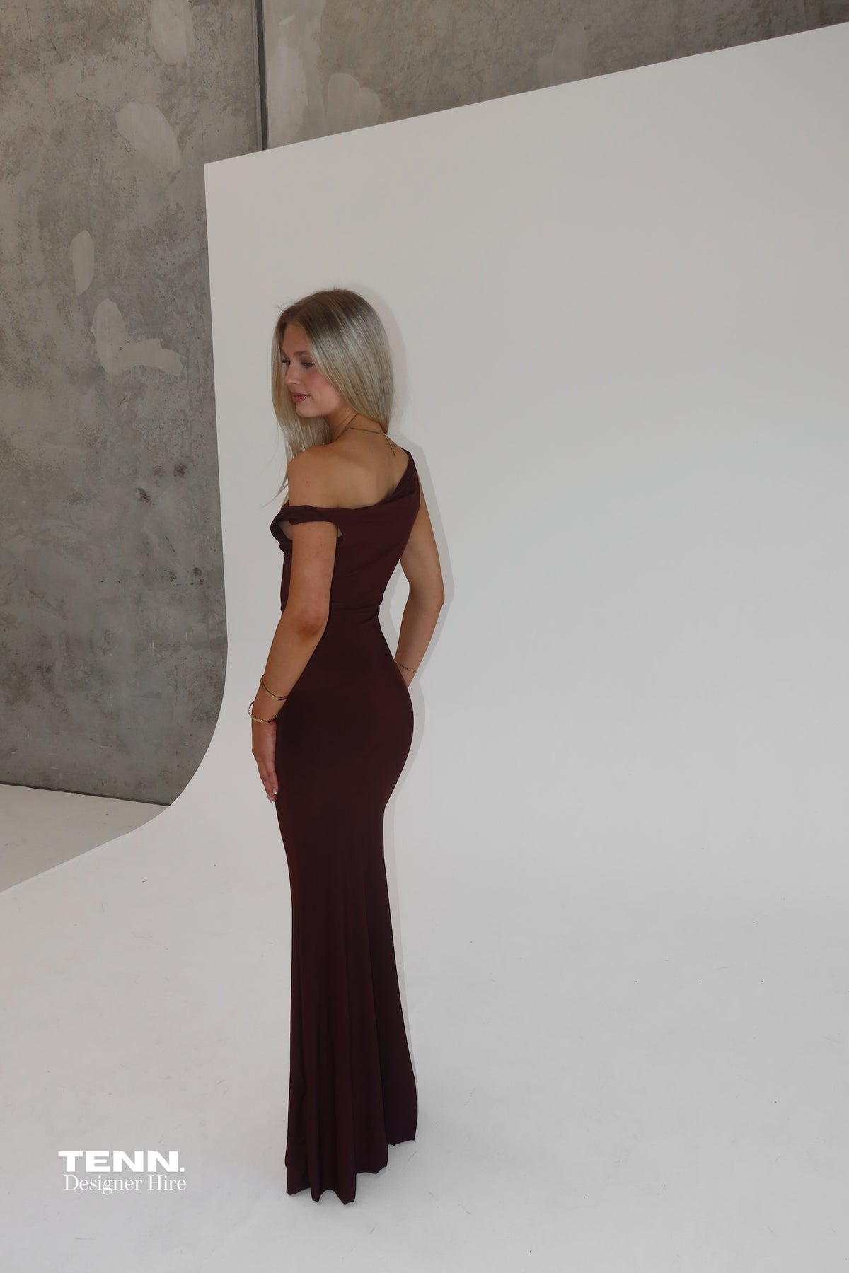 Natalie Rolt Bettina Gown Espresso Formal Gown TENN Designer Hire