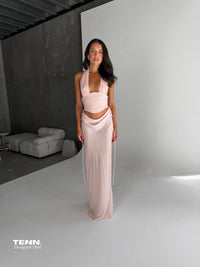 Natalie Rolt Bronte Top And Evelyn Skirt Set Baby Pink Hire TENN Designer Hire
