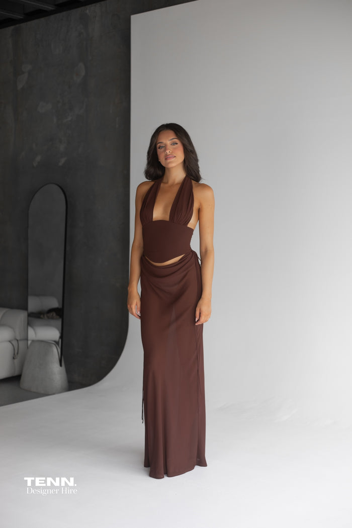 Natalie Rolt Bronte Top and Allira Skirt Espresso Set – TENN Designer Hire