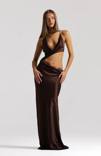 Natalie Rolt Evangeline Gown in Espresso TENN Designer Hire