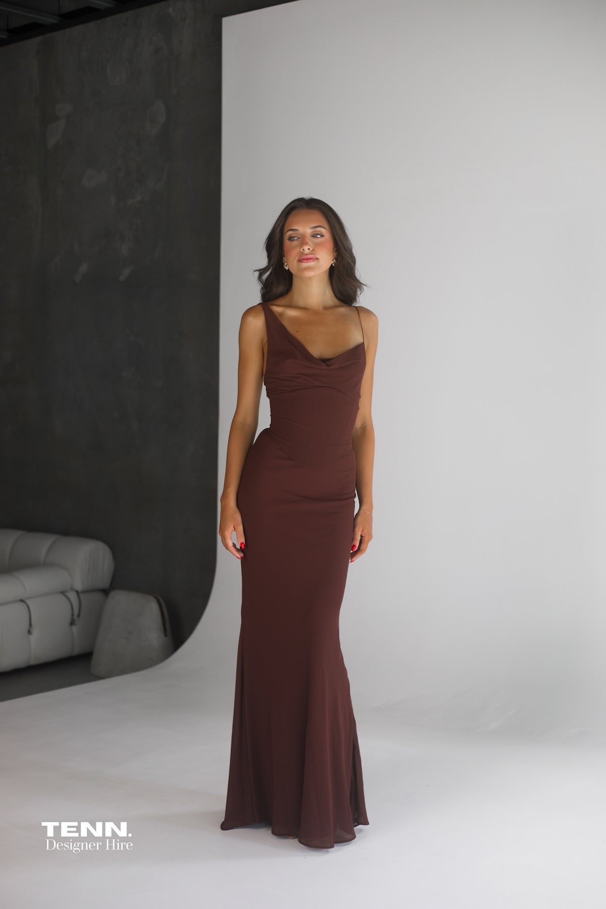 natalie rolt brown dress SUSTAINABLY. The Dress Hire Hire NATALIE ROLT Hallie Gown in Espresso Brown