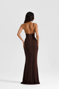 Natalie Rolt Hallie brown dress – TENN Designer Hire