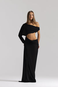 Natalie Rolt Imogen Dress Black Hire TENN Designer Hire
