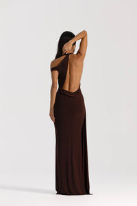 Natalie Rolt Mariela Espresso Halter Gown TENN Designer Hire