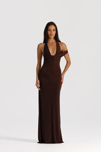 Natalie Rolt Mariela Espresso Jersey Gown TENN Designer Hire