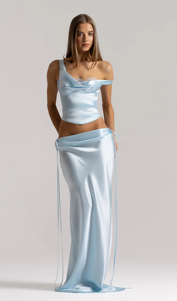 Natalie Rolt Posy Top & Evelyn Skirt in Ice Blue TENN Designer Hire