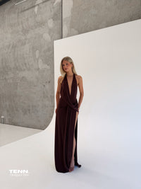 Natalie Rolt Winona Gown Espresso Event Dress TENN Designer Hire