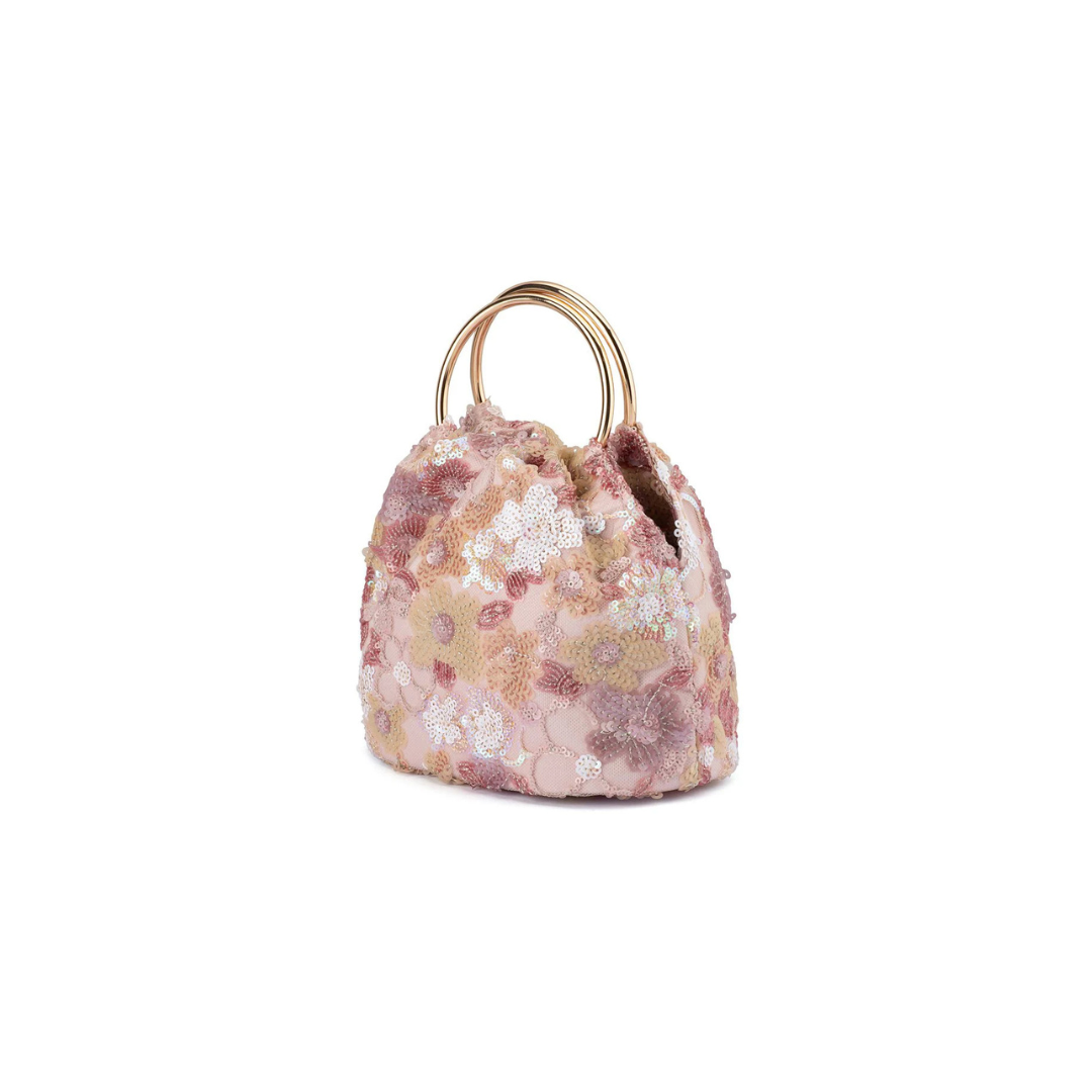 Olga Berg Alfie Floral Sequin Clutch in Blush TENN Designer Hire