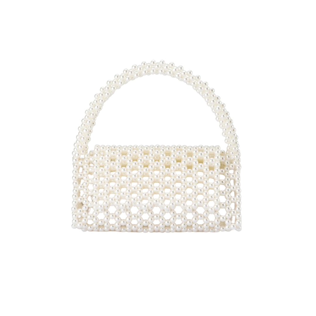 Olga Berg Amrita Beaded Clutch in White TENN Designer Hire