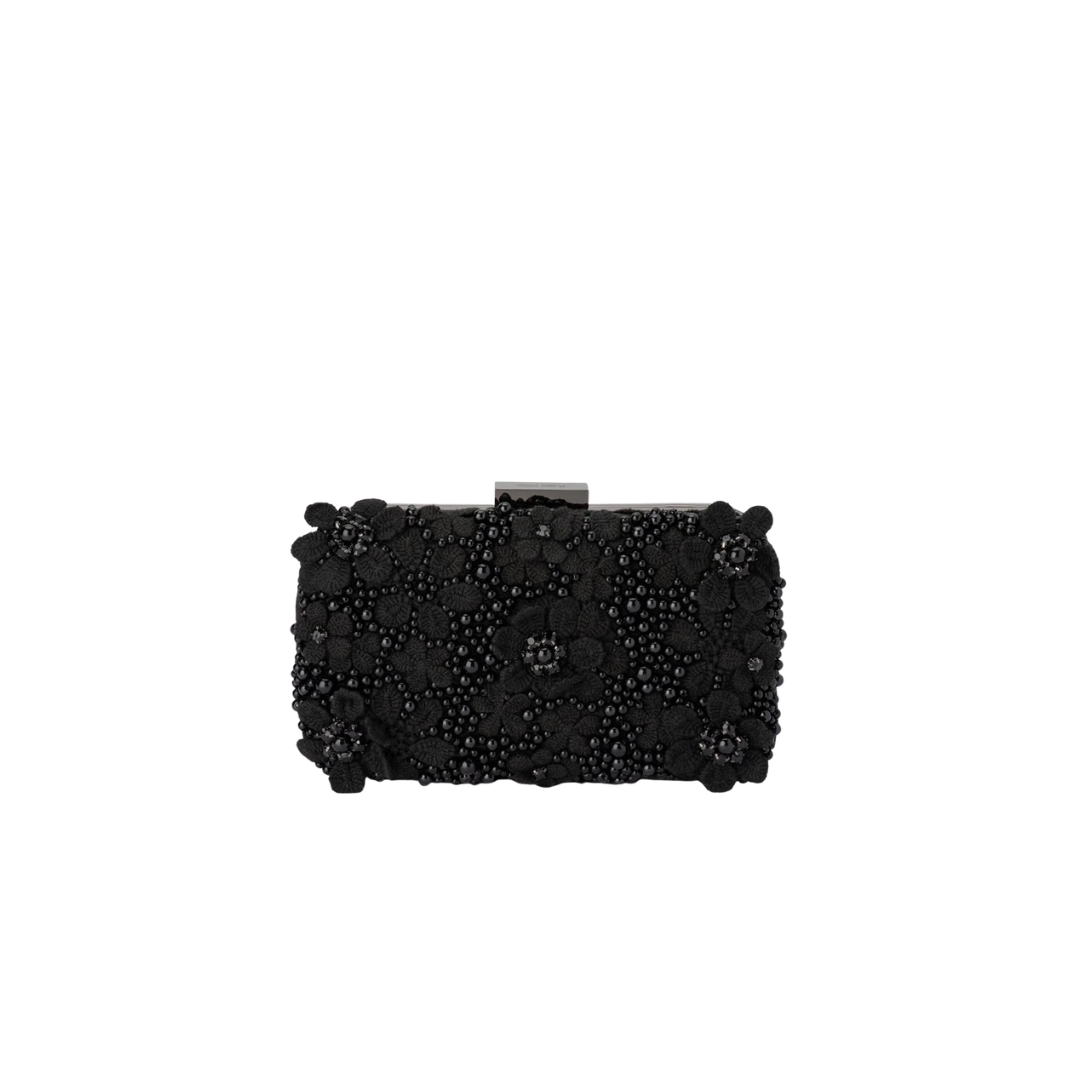 Olga Berg Beth Encrusted Clutch Black TENN Designer Hire