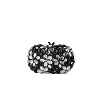 Olga Berg Beth Encrusted Clutch Black and Silver TENN Designer Hire
