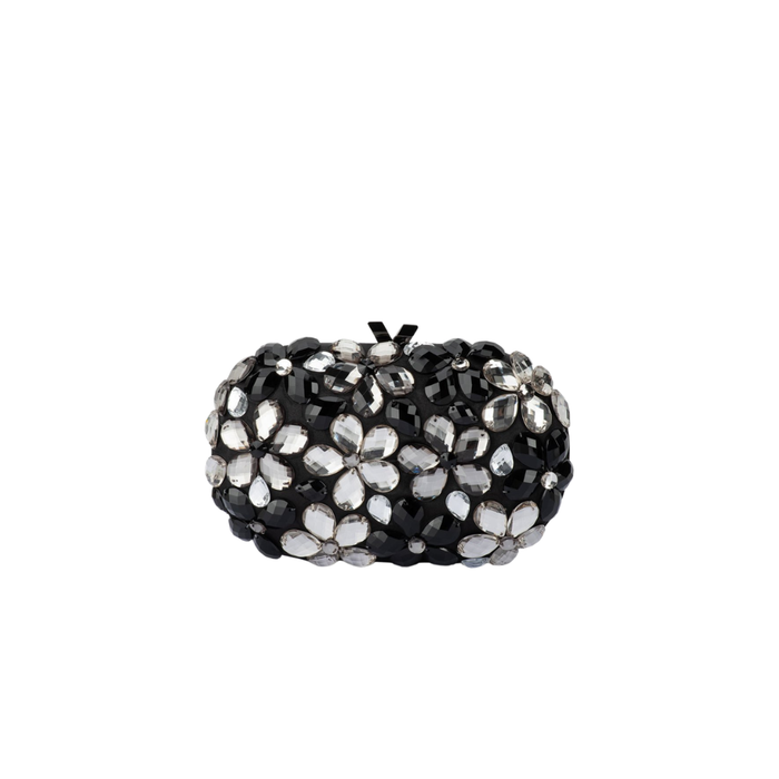 Olga Berg Beth Encrusted Clutch Black and Silver TENN Designer Hire