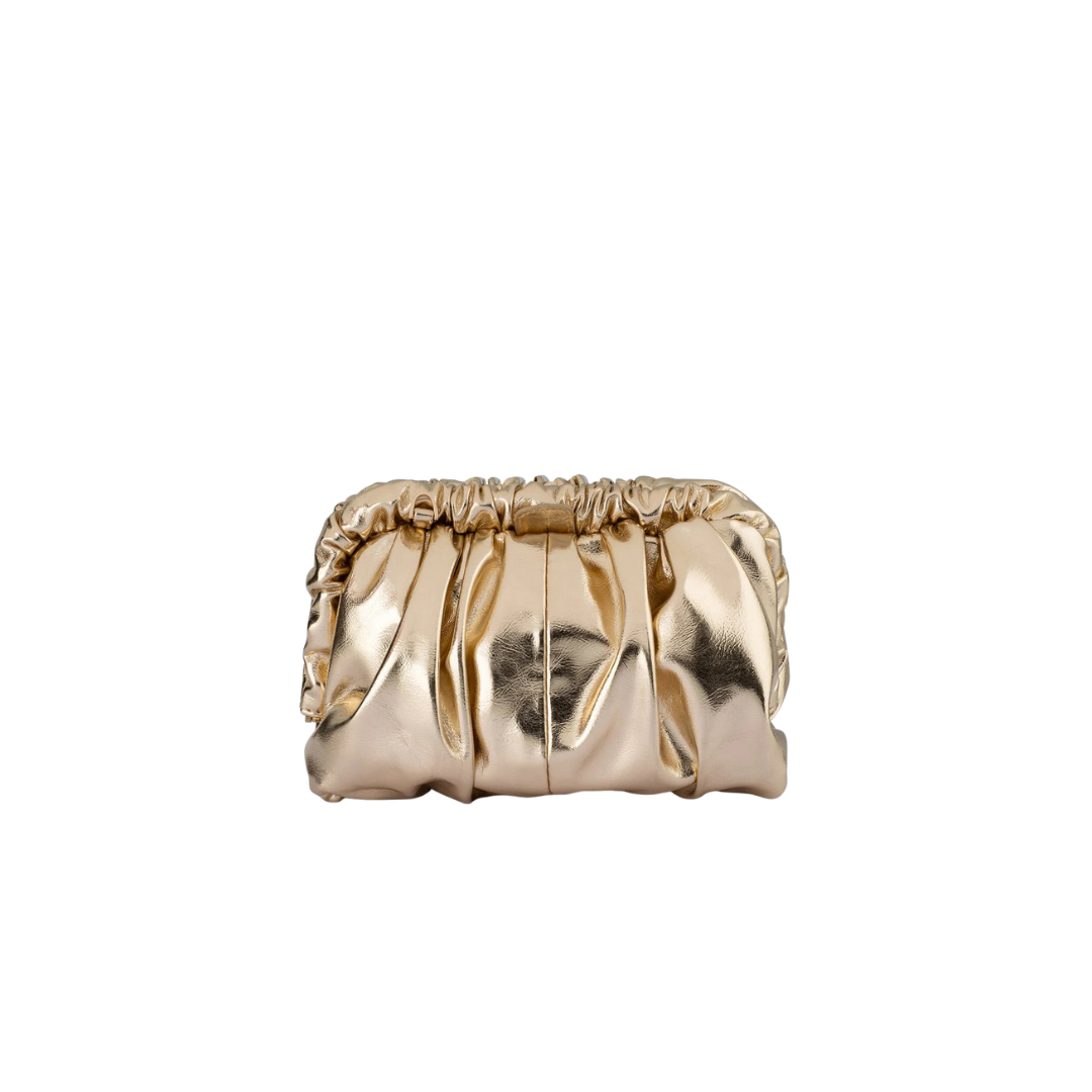 Olga Berg Betty Metallic Clutch Gold TENN Designer Hire