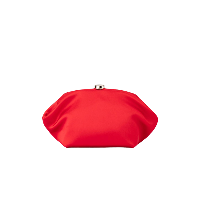 Olga Berg Karina Satin Clutch in Red TENN Designer Hire