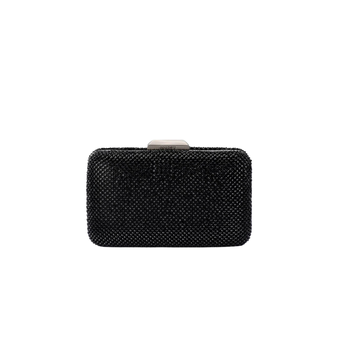 Olga Berg Ronny Crystal Mesh Clutch in Black TENN Designer Hire