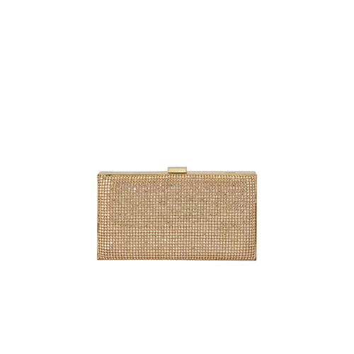 Olga Berg Stef Crystal Box Clutch in Gold TENN Designer Hire