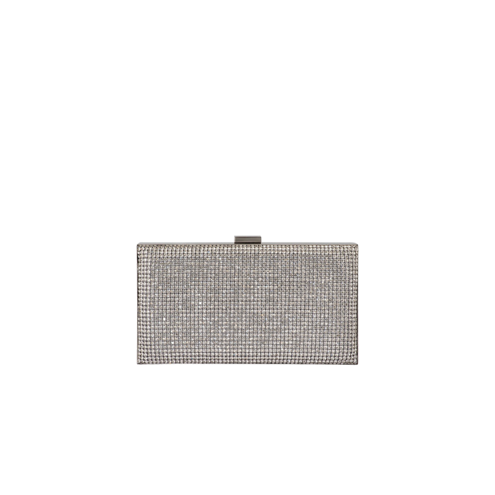 Olga Berg Stef Crystal Box Clutch in Silver TENN Designer Hire